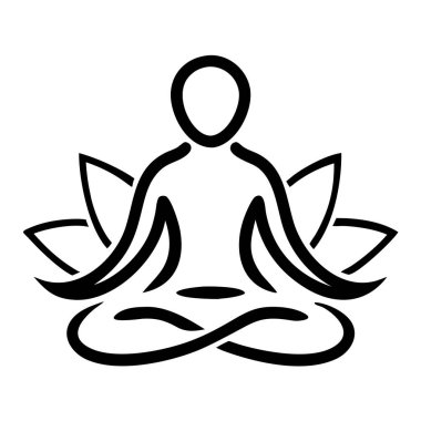Bir minimalist siyah-beyaz çizimi, lotus pozunda derin bir meditasyon içindeki bir insanı tasvir eder. Zarif nilüfer çiçekleri, Zen, barış ve ahengin vücut bulmuş temaları etrafında toplanır. Bu tasarım repr, sağlık ve farkındalık projeleri için mükemmel.