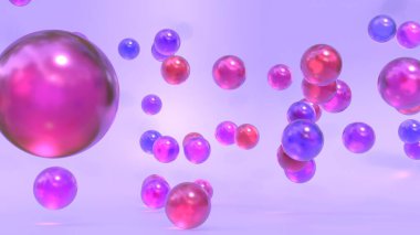 Renkli cam baloncukların soyut 3D canlandırması