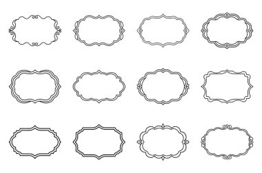 Süslü kenarlar ve dikdörtgen şekiller içeren bu klasik çerçeveler koleksiyonu, tasarımlara zarafet eklemek ve dekoratif bir element sağlamak için mükemmeldir..