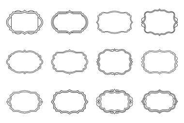 Süslü kenarlar ve dikdörtgen şekiller içeren bu klasik çerçeveler koleksiyonu, tasarımlara zarafet eklemek ve dekoratif bir element sağlamak için mükemmeldir..