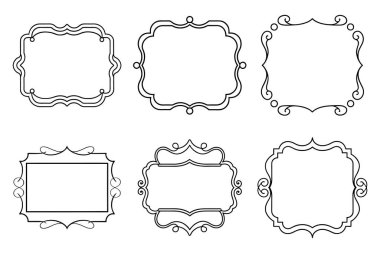 Vintage-İlham Verilmiş Dikdörtgen Çerçeve Koleksiyonu: Davetler ve Dekoratif Tasarımlar için Zarif Dikdörtgen Kaligrafi Çerçeveleri