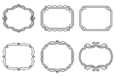 Vintage-İlham Verilmiş Dikdörtgen Çerçeve Koleksiyonu: Davetler ve Dekoratif Tasarımlar için Zarif Dikdörtgen Kaligrafi Çerçeveleri