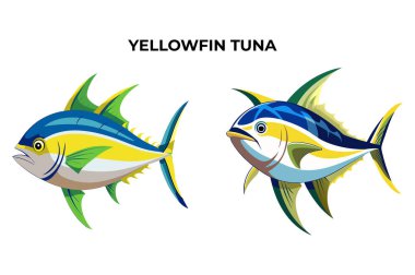 Yellowfin Ton Balığı Vektörü İllüstrasyonu: Çok Yönlü Tasarım Varlığı