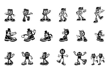 Oyuncu Çizgi Film Bacakları: Çeşitli ayakkabıları olan Çok Yönlü Karakter Seti