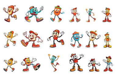 Oyuncu Çizgi Film Bacakları: Çeşitli ayakkabıları olan Çok Yönlü Karakter Seti