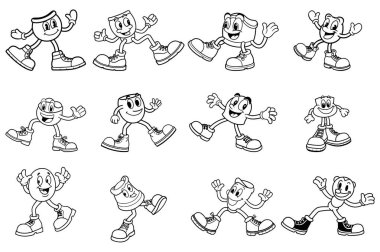 Oyuncu Çizgi Film Bacakları: Çeşitli ayakkabıları olan Çok Yönlü Karakter Seti