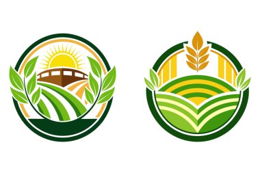 Tarım Çiftliği Logosu Özelleştirilebilir Vektör İllüstrasyonu.