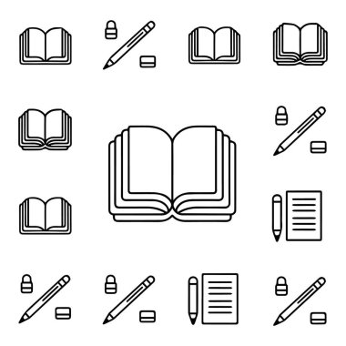 Şeffaf bir arkaplanda izole edilmiş açık bir kitap ve kalemin temiz ve ayrıntılı bir vektör taslağı. Eğitici, yazıcı ya da ofis ile ilgili tasarımlar için mükemmel. Özelleştirmesi kolay ve çok yönlü.