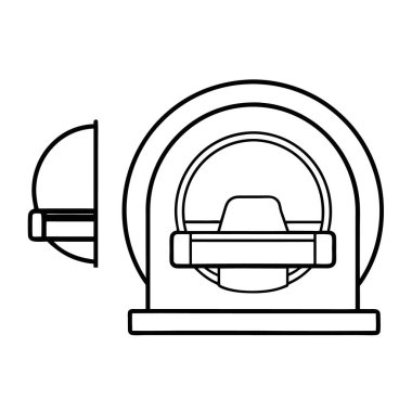 Detaylı MRI makinesi taslak çizimi, tıbbi, tanı ve sağlık ile ilgili projeler için idealdir. Çeşitli uygulamalarda kolay kullanım için temiz ve izole tasarım
