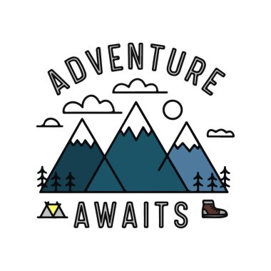 Adventure awaits vector art illustration with white background clipart