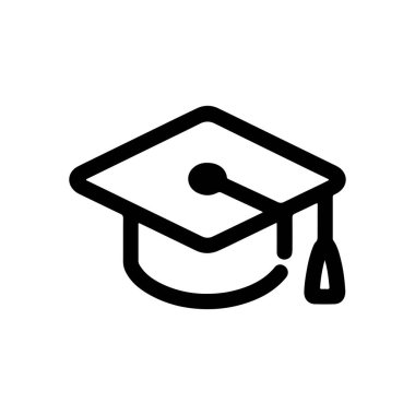 Graduation cap icon line art illustration with white background clipart