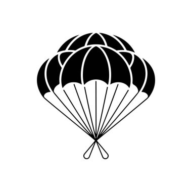 Silhouette of Parachute in Vector Art clipart