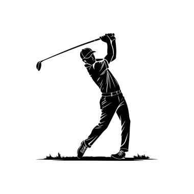 Athletic Golfer Silhouette Vector Drawing clipart