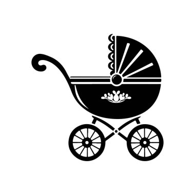 Baby Carriage Silhouette Vector Art Design clipart