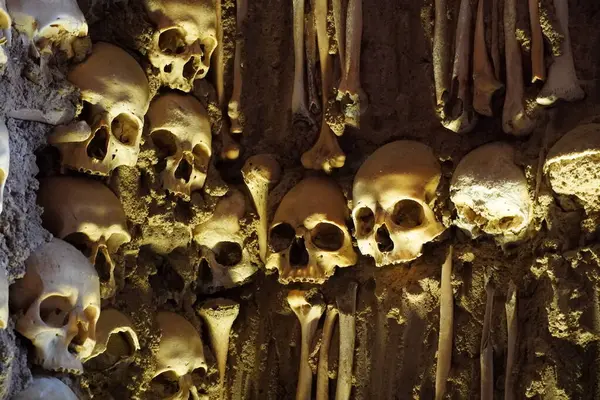 stock image Chapel of Bones in Royal Church of St. Francis, Evora, Alentejo, Portugal