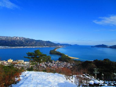 This is Amano hashidate Kyoto in Japan covered with Snow clipart