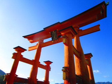 Japonya, Hiroşima 'daki Shrine Kapısı' nda Miyajima Tori..