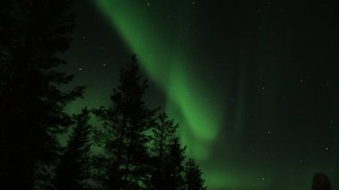 Kuzey Finlandiya 'da güzel bir Laponya semalarında kuzey ışıkları