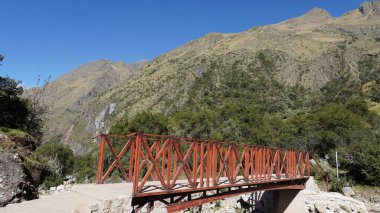 Salkantay Mountain Hike, with the lagoon Humantay and a river in Peru clipart