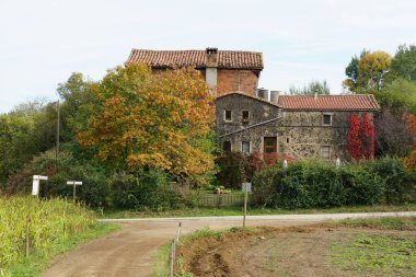 La Garrotxa views of an autumn day in the beautiful Catalonia clipart