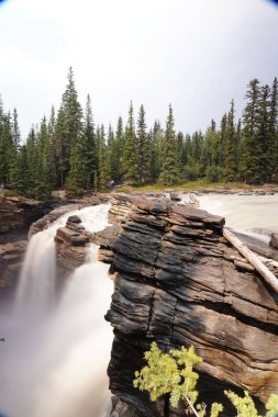 Athabasca Şelalesi 'nin su üzerindeki ipek etkisi, Jasper Ulusal Parkı, Kanada