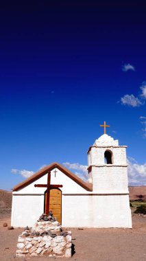 San Isidro yakınındaki San Pedro, Şili Atacama Çölü'nde Şapeli