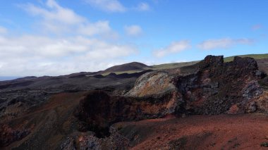 Views trekking on Sierra Negra Volcano 2 biggest crater in the world in Galapagos islands clipart