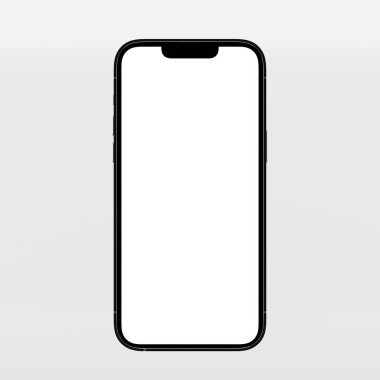 Beyaz parlayan boş ekranlı akıllı telefon, yakın çekim görüntüsü, kopyalama alanı. 3d hazırlayıcı