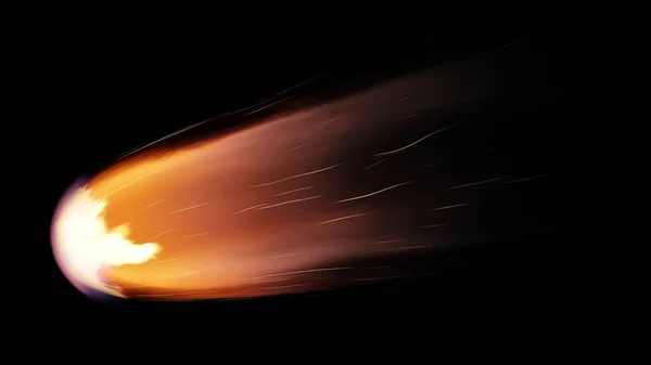 Üstökös Zuhan Űrből Tüzes Farkú Meteorit Zuhan Alá Egy Aszteroida — Stock Fotó
