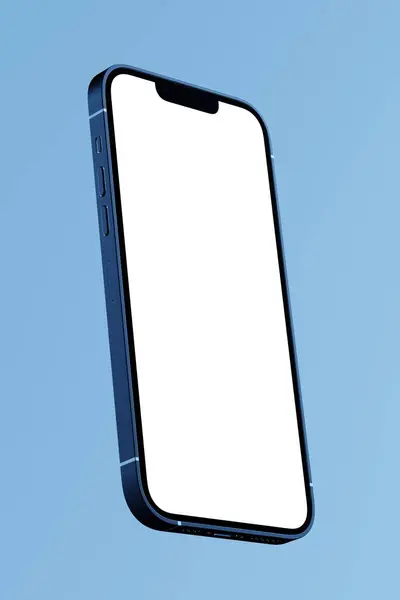 Smartphone Mit Weißglühendem Leeren Bildschirm Mit Neonbeleuchtung Nahaufnahme Attrappe Kopierraum — Stockfoto