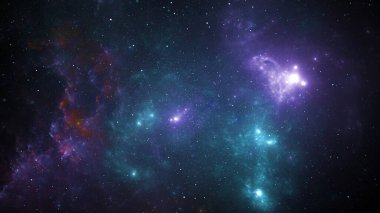 Galaksi uzayı arka plan evreni sihirli gökyüzü nebulası gece mor kozmosu. Kozmik galaksi duvar kağıdı mavi yıldızlı yıldız tozu. Mavi doku soyut galaksi sonsuz gelecek derin ışık 3D görüntüleme