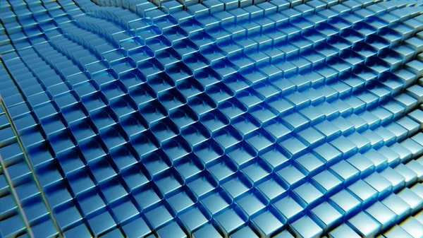 파란색 사각형 디지털 공간의 디지털 추상적인 배경입니다 렌더링 — 스톡 사진