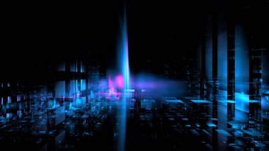 Dijital teknolojiler, bulut hesaplama, dijital gelecek, bilgi transferi. Soyut teknoloji büyük veri arkaplanı kavramı. Dijital veri akışının hareketi. 3d illüstrasyon