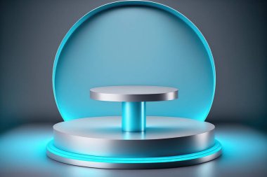 Yumuşak renkli ürün podyum metalik arkaplanı gösteriyor. Kozmetik ürün yerleştirme için kaldırım taşı. 3d hazırlayıcı