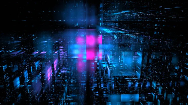 デジタルスペース デジタル現代技術の未来 データ伝送セキュリティシステム 3Dレンダリング — ストック写真
