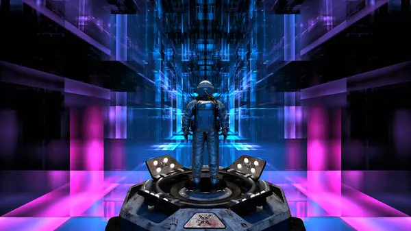 Kosmonauta Astronauta Odkrycie Nowych Światów Panoramy Galaktyk Portal Fantasy Dalekiego — Zdjęcie stockowe