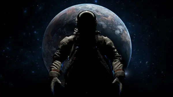Astronaute Cosmonaute Découverte Nouveaux Mondes Galaxies Panorama Portail Fantastique Vers — Photo