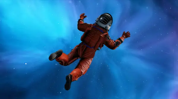 Űrhajós Űrhajós Repülés Űrben Kozmikus Súlytalanság Gravitáció Hulló Ember Bolygó — Stock Fotó