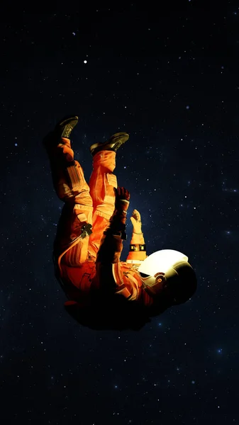 Astronot Uçuşu Gezegene Düşüyor Yeni Bir Evren Keşfetmek Uzayda Bir — Stok fotoğraf