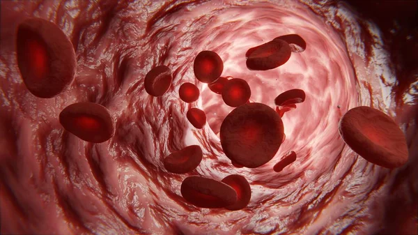 Blood in the veins, blood vessels, white blood cells and platelets. Healthy blood tests. 3d render