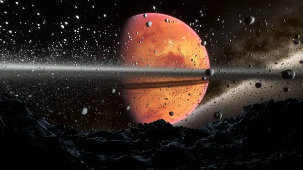 Kosmisch Landschap Sterren Planeten Sterrenstelsels Zicht Vanaf Het Oppervlak Van — Stockfoto