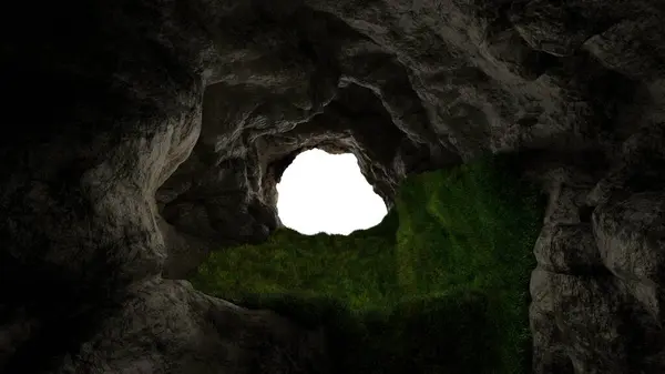 동굴에서 일몰에 렌더링 — 스톡 사진