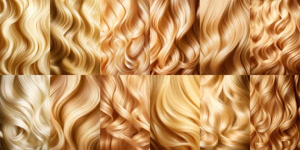 Haarset Frau Farbe Lockige Haarpflege Styling Und Frisur Blonde Und — Stockfoto