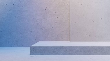 Güzellik ürünleri boş podyum. Beton duvar ve zemin. 3d hazırlayıcı