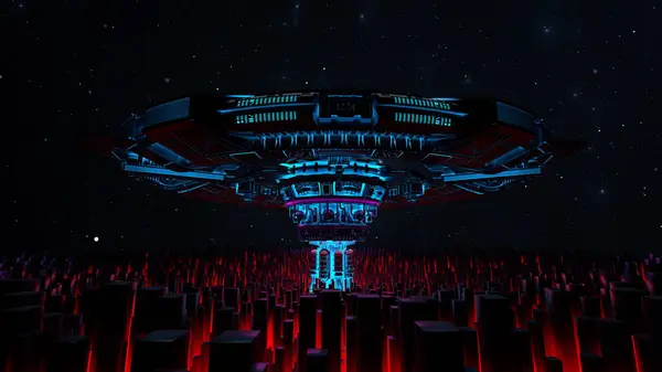 Base Space City Colonia Extraterrestre Fantasy City Base Nave Espacial — Foto de Stock
