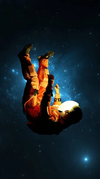 Man Astronaut Zero Gravity Falls Cosmic Abyss Lonely Cosmonaut Astronaut — Stock Photo, Image
