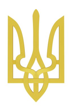 Ukrayna arması, altın mızrak, Ukrayna devletinin sembolü. 3d hazırlayıcı