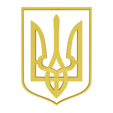 Ukrayna arması, altın mızrak, Ukrayna devletinin sembolü. 3d hazırlayıcı