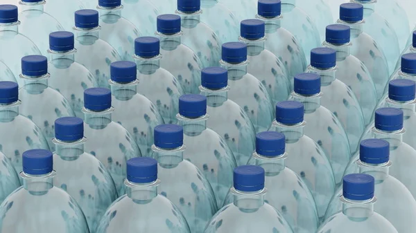Garrafas Limpas Plástico Vazias Para Água Com Tampas Produção Garrafas — Fotografia de Stock