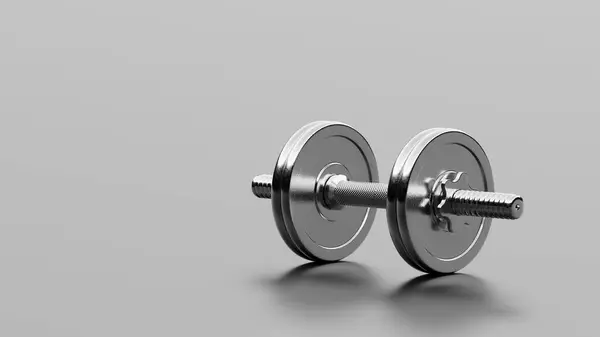 Sports Silver Dumbbell Gym Fitness Healthy Lifestyle Render — Stock Photo, Image
